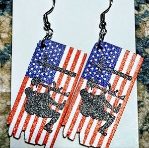 American Flag Guitar Earrings